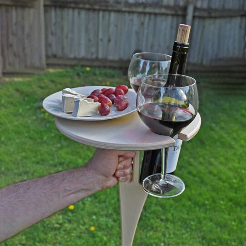 “Portable Wooden Wine & Beer Table”