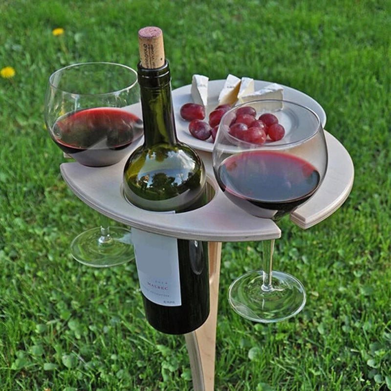 “Portable Wooden Wine & Beer Table”