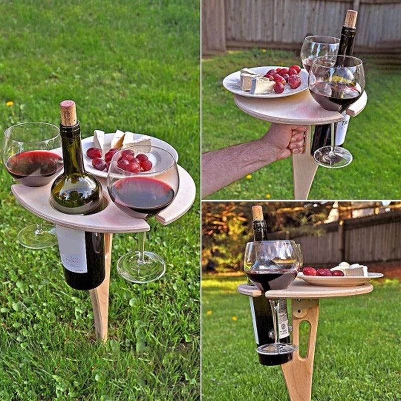 “Portable Wooden Wine & Beer Table”