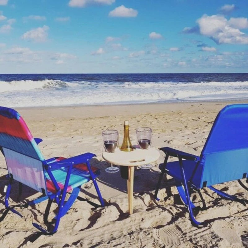 “Portable Wooden Wine & Beer Table”