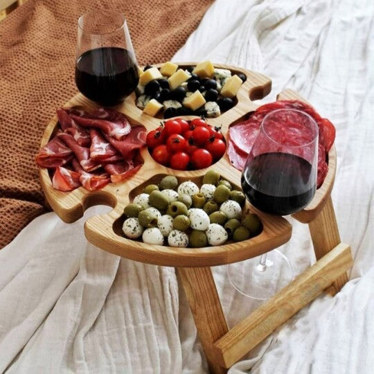 “Portable Fruit Snack Wine Glass Table”