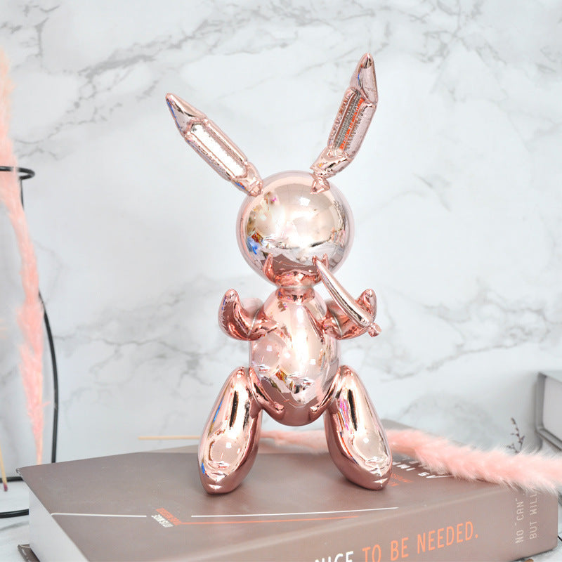 “Balloon Rabbit Home Decor – Modern Resin Sculpture Ornament”