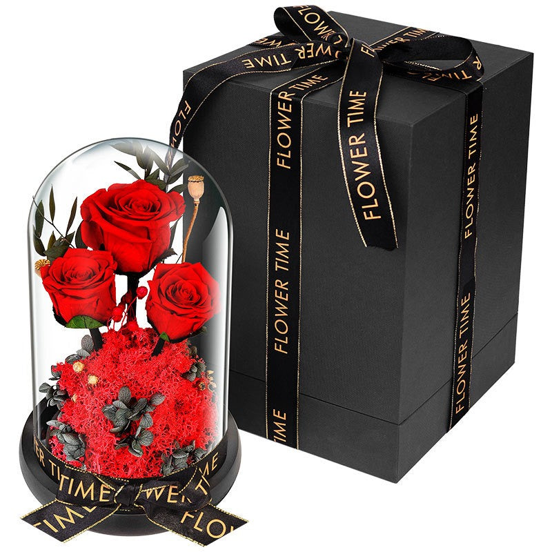 “Valentine’s Day Eternal Rose Gift Box – Dried Flowers in Glass Cover”