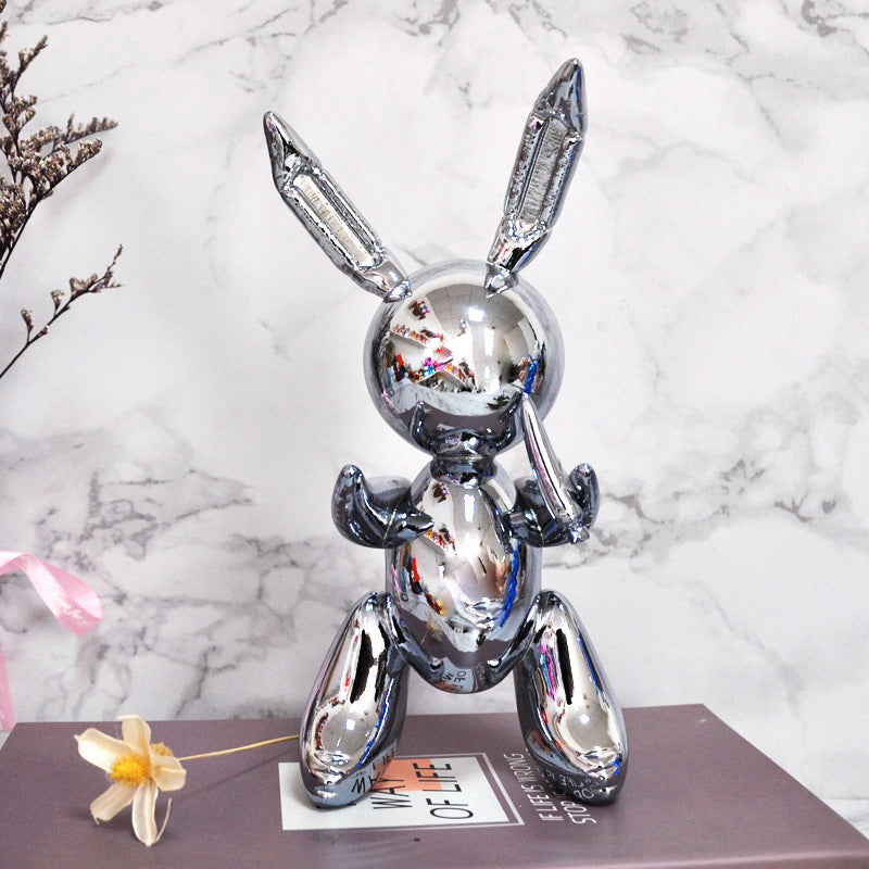 “Balloon Rabbit Home Decor – Modern Resin Sculpture Ornament”