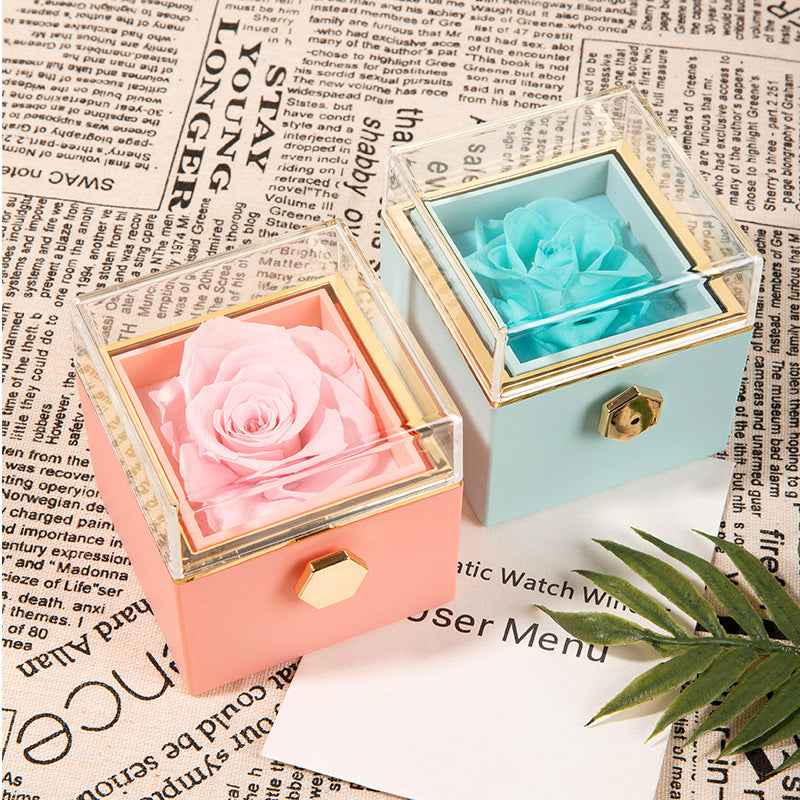 “360° Flip Rose Jewelry Gift Box for Necklaces & Rings – Perfect for Women”