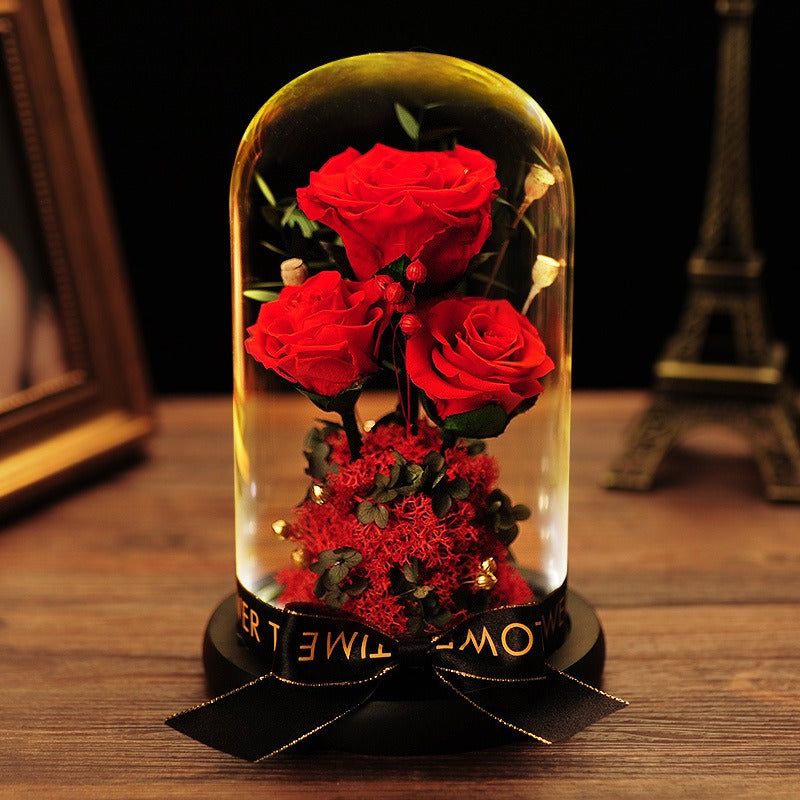 “Valentine’s Day Eternal Rose Gift Box – Dried Flowers in Glass Cover”