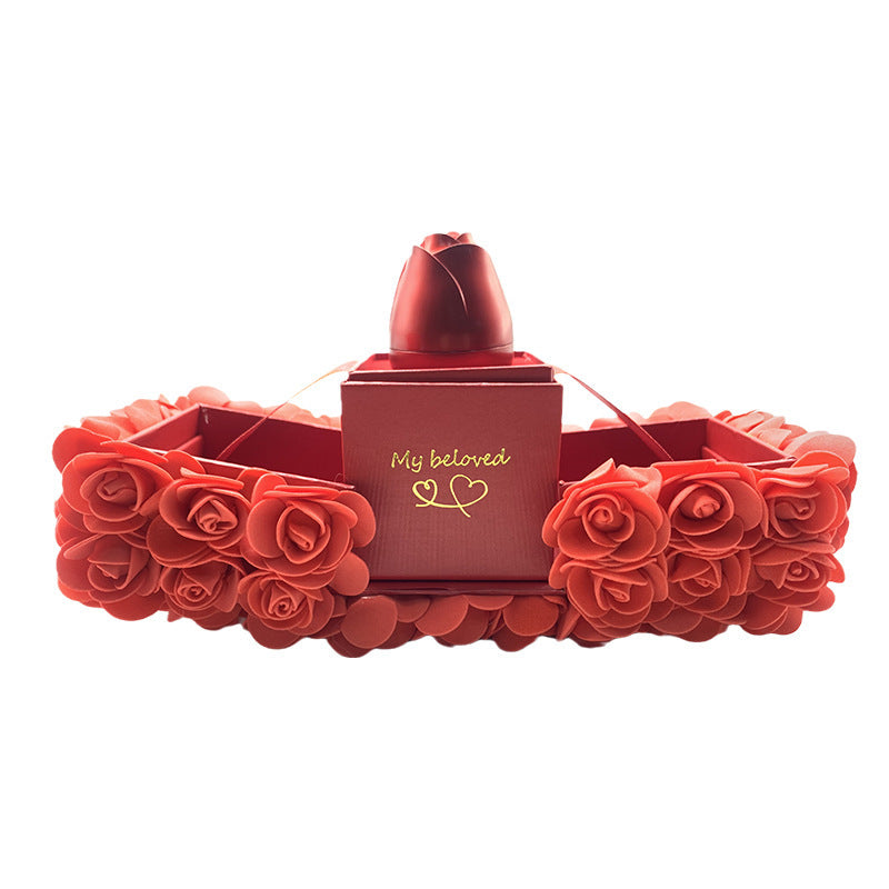 “Soap Rose Gift Box with Crystal Pendant Necklace”