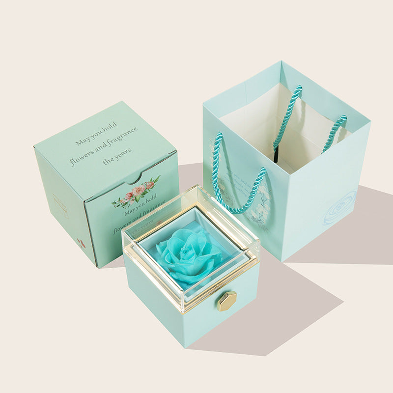 “360° Flip Rose Jewelry Gift Box for Necklaces & Rings – Perfect for Women”