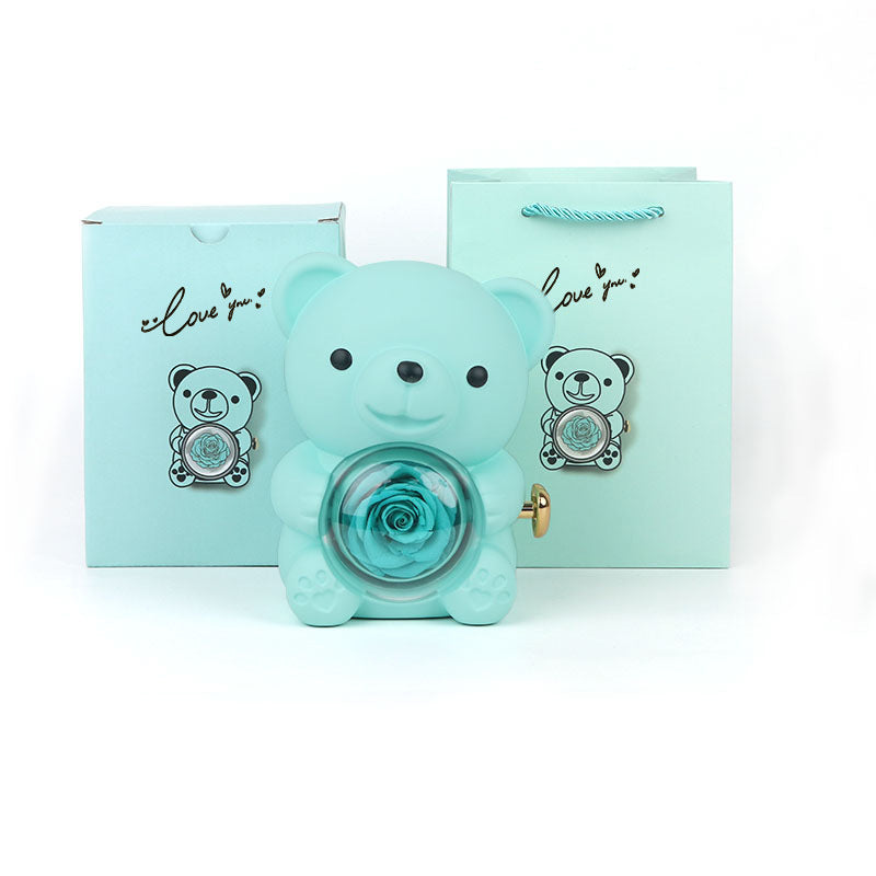 “Rotating Bear Gift Box Rose Jewelry Box”