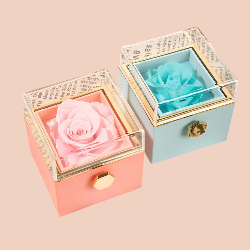 “360° Flip Rose Jewelry Gift Box for Necklaces & Rings – Perfect for Women”