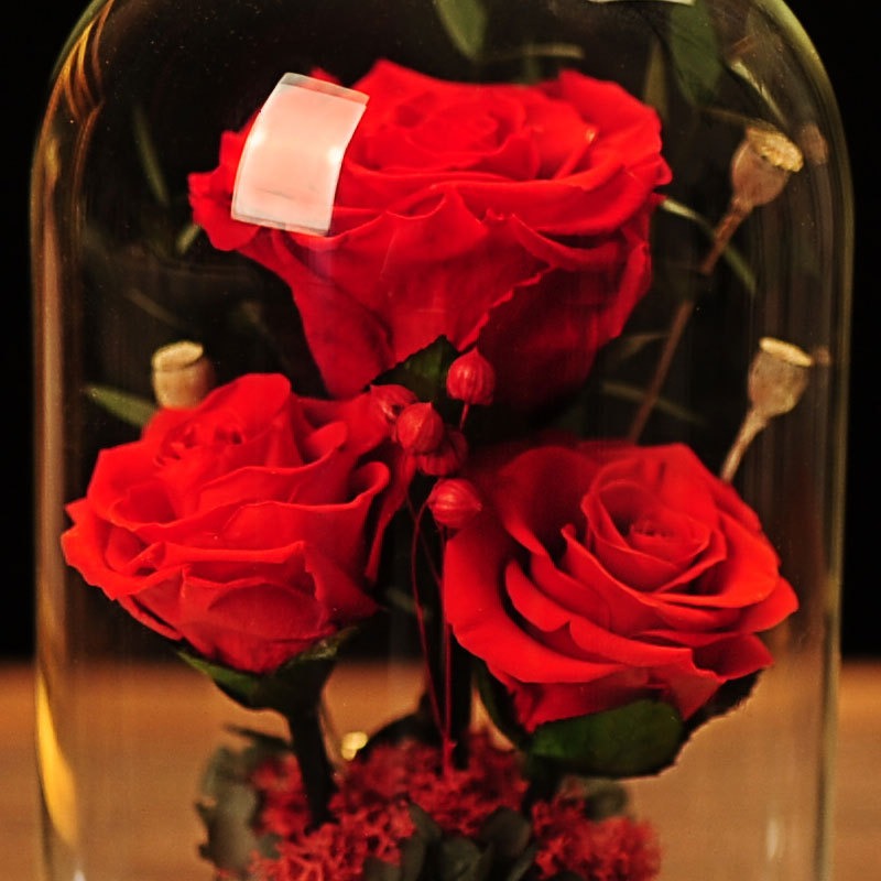 “Valentine’s Day Eternal Rose Gift Box – Dried Flowers in Glass Cover”