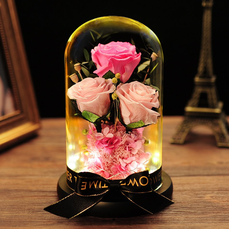 “Valentine’s Day Eternal Rose Gift Box – Dried Flowers in Glass Cover”