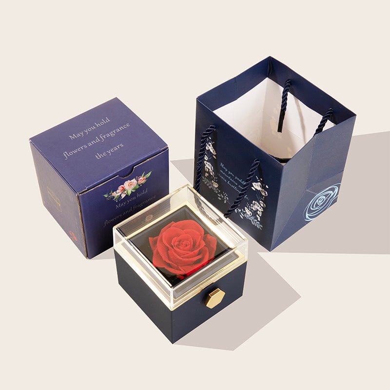 “360° Flip Rose Jewelry Gift Box for Necklaces & Rings – Perfect for Women”