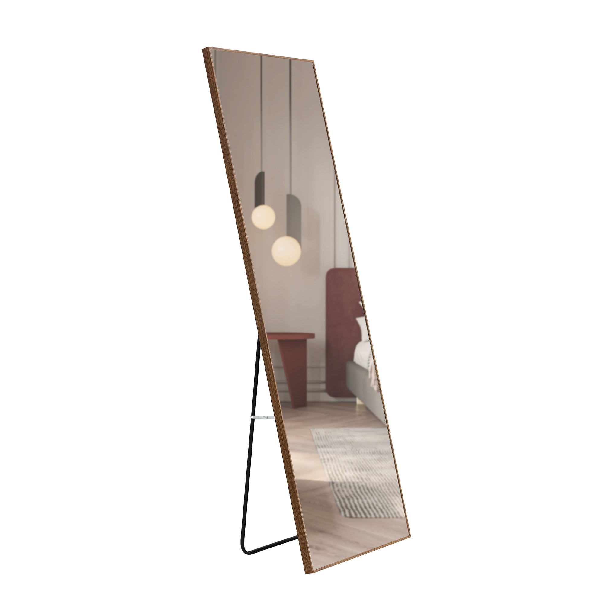 “Fourth-Generation Brown Solid Wood Frame Full-Length Mirror “