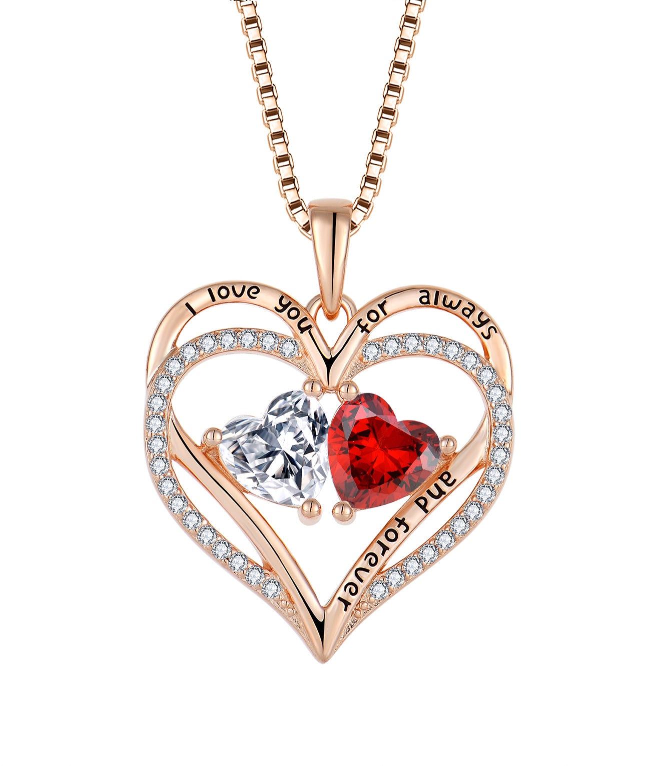 “S925 Silver Double Heart Rhinestone Necklace – Valentine’s Gift”